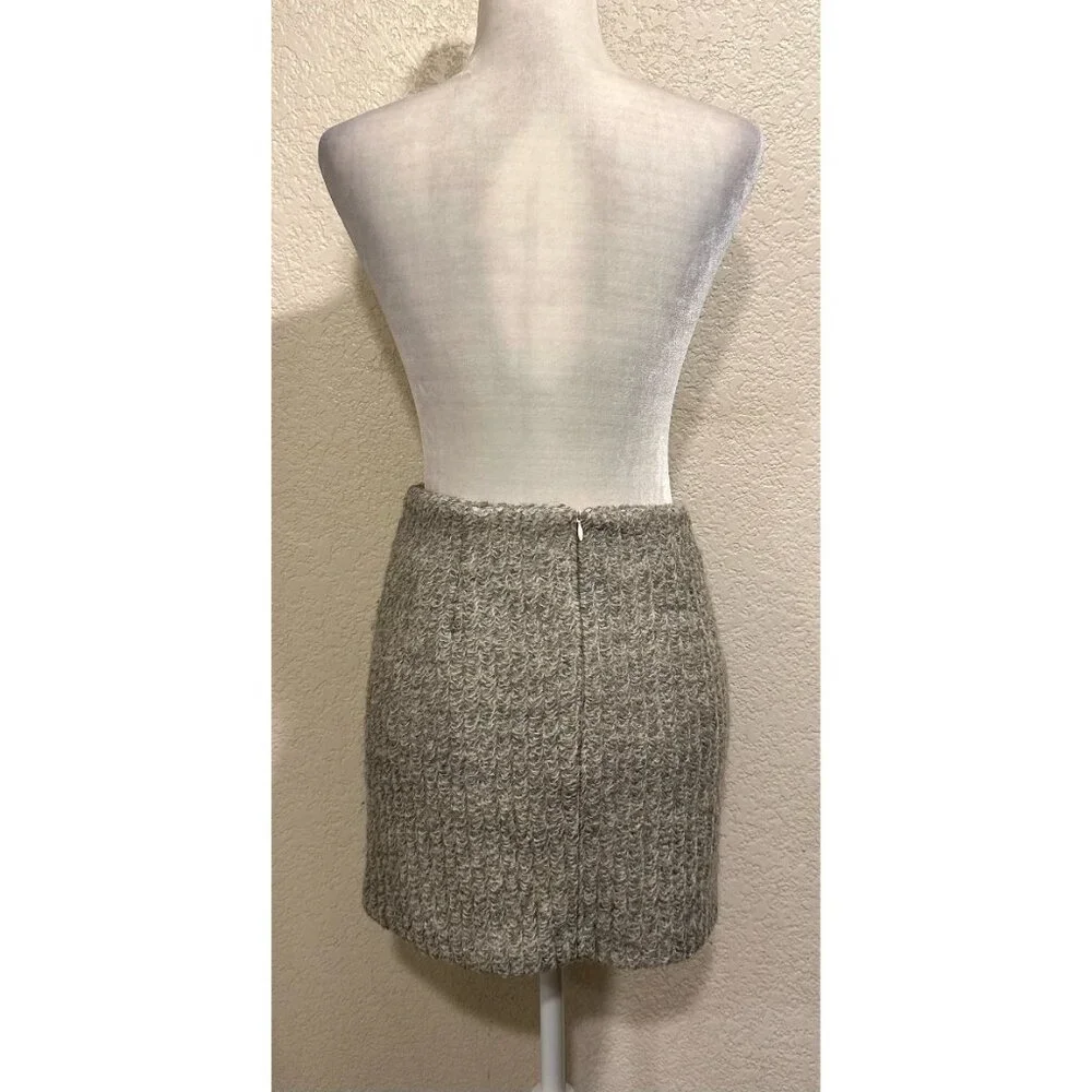 Becoming Wool Blend Made Korea Grey Textured Mini Skirt